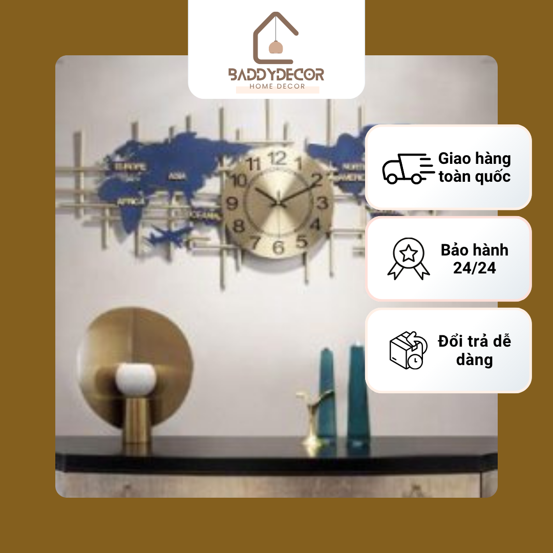 2 Đồng hồ decor bản đồ