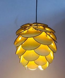 đèn quả thông- đèn gỗ decor