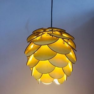 đèn quả thông- đèn gỗ decor